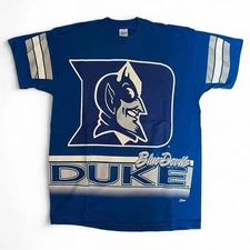 Vintage 90s Duke University Blue Devils Salem Sportswear All Over Print Shirt XL
