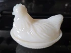Hazel Atlas Milk Glass Hen on Nest 4.5" Vintage White Chicken Covered Dish READ