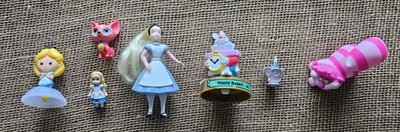 7 Disney Alice In Wonderland Toy Figures 1.5'' To 4'' Alice, Rabbit, Cat
