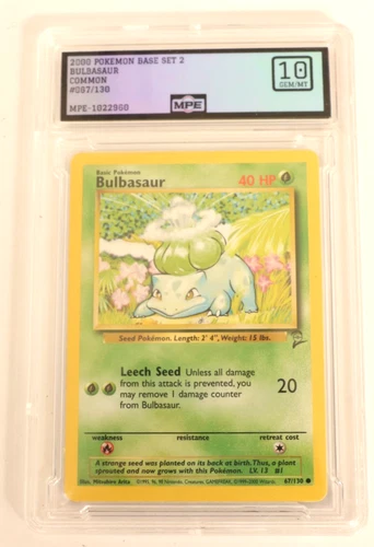 2000 Pokemon Base Set 2 Bulbasaur 67/130 MPE 10 GEM MINT