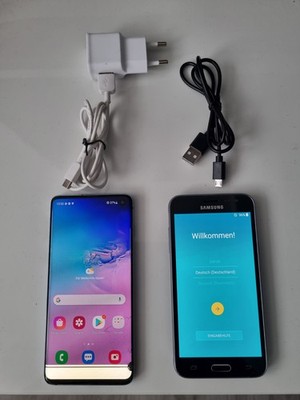 1X Samsung Galaxy S10 in blau   und 1X Samsung Galaxy J3 in Schwarz.