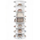 7 Tier Rotating Shoe Rack Tower Organizer Revolving 360 White Shoe Rack Storage
