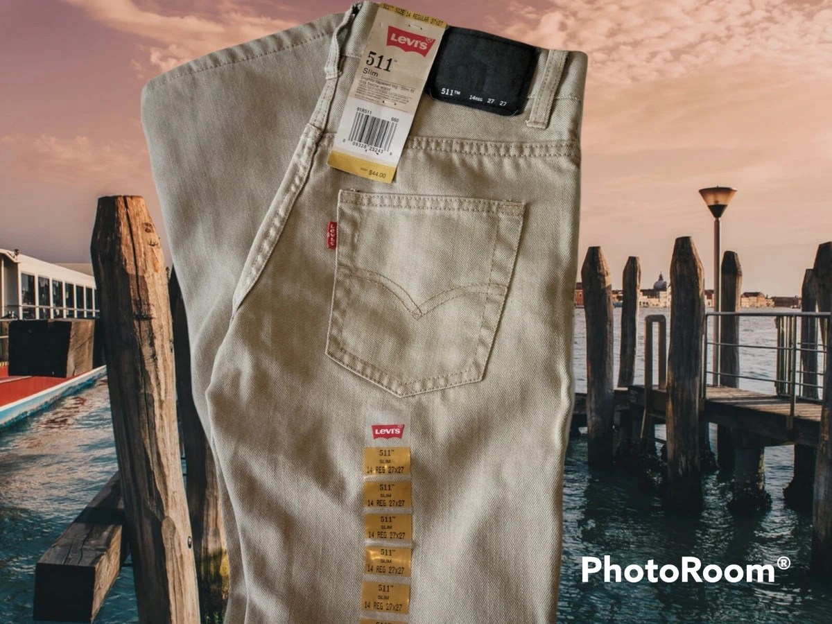 NEW Boys Levis 511 Jeans Slim Fit Chinchilla Tan Beige Sz 8 10 12