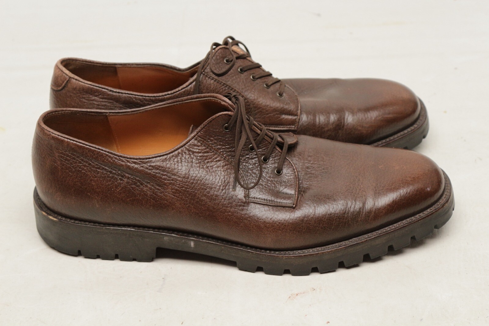 SAOLA Salvatore Ferragamo Soletta A Ancella Blucher Uomo Punta Piana 12 D Marrone Gomma Italia