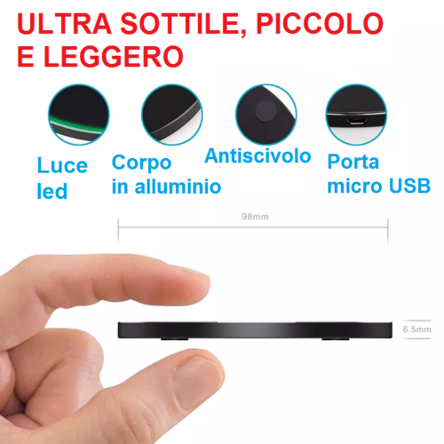 CARICATORE WIRELESS CARICABATTERIE QI BASE PER SAMSUNG S20 IPHONE X XS XR 11 12 - Photo 3/12