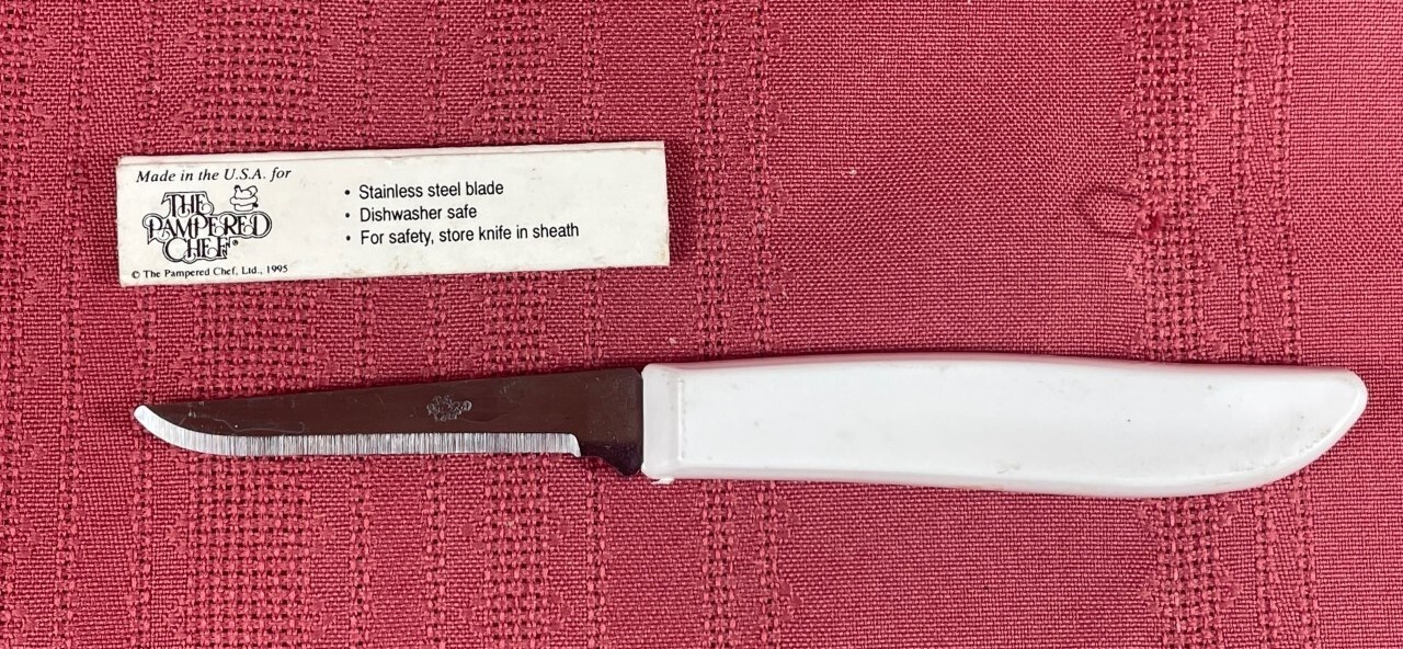 Pampered Chef 1258 Quikut Paring Knife White Handle 2" Blade Vintage eBay
