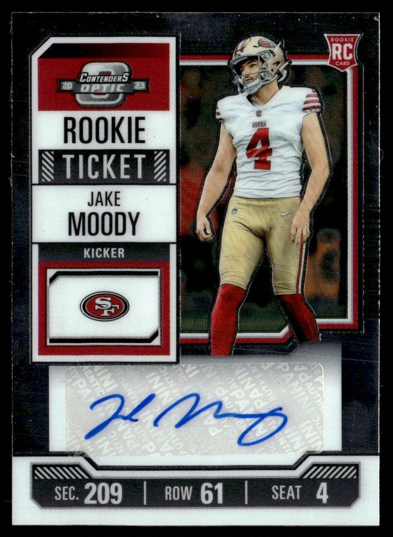 2023 Panini Contenders Rookie Ticket Auto Jake Moody #174 JW1