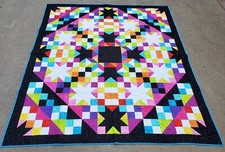 NEW - Dance with the Stars Patchwork Twin Quilt 66" x 76" Pink Purple Blue Black