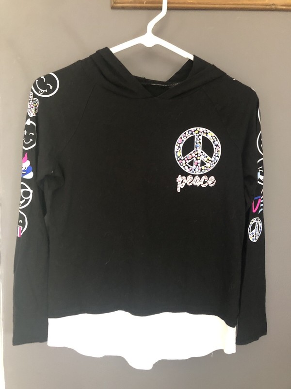 Justice “Peace” Long Sleeve Hooded Shirt size 14