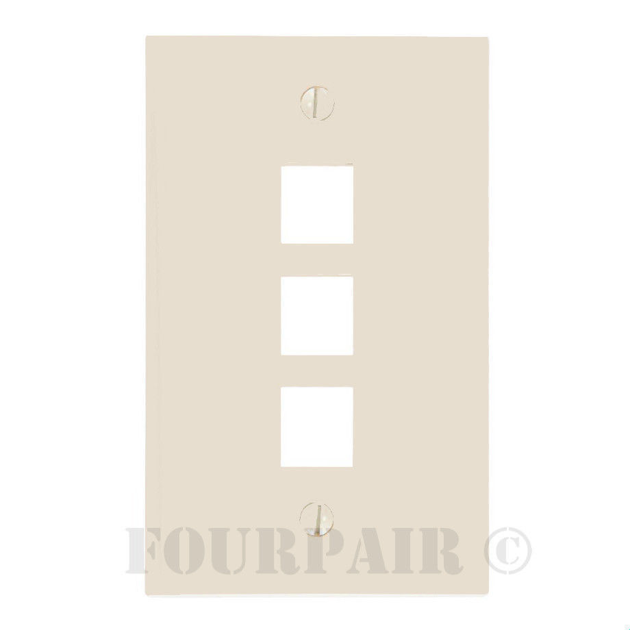 2 Pack Lot Keystone 3 Hole Port Jack Wall Face Plate Audio CAT5e CAT6