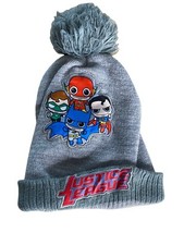 DC Justice League Child's Winter Pom Beanie Hat Size 2T-5T EUC