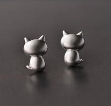 Fashion Women/Girl Sterling Silver Cute Cat / Kitty Animal Post Earring Stud