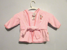 Tiny Tilla Baby Girls Pink Terry Cloth Hooded Bathrobe Size 0-9 Months EUC  
