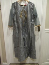 Indisches Kurti Kleid, grau silber blau, gold...