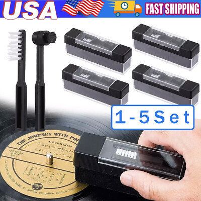 3in1 Vinyl Record Cleaning Brush Set Stylus Velvet Anti-static Cleaner Tool Kit