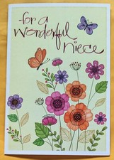 "For A Wonderful Niece" Birthday Large Format Greeting Card 5.5x8.0"  Envelope 