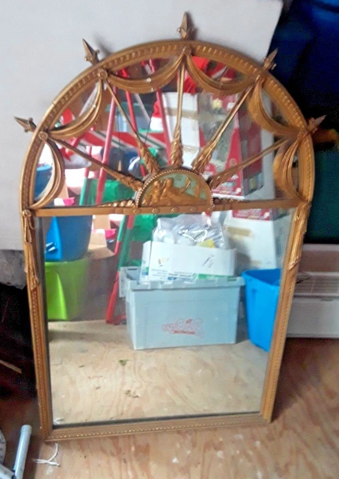 Espejo antiguo Art Nouveau 6 paneles superior decoración de pared vintage Foto 2 de 4