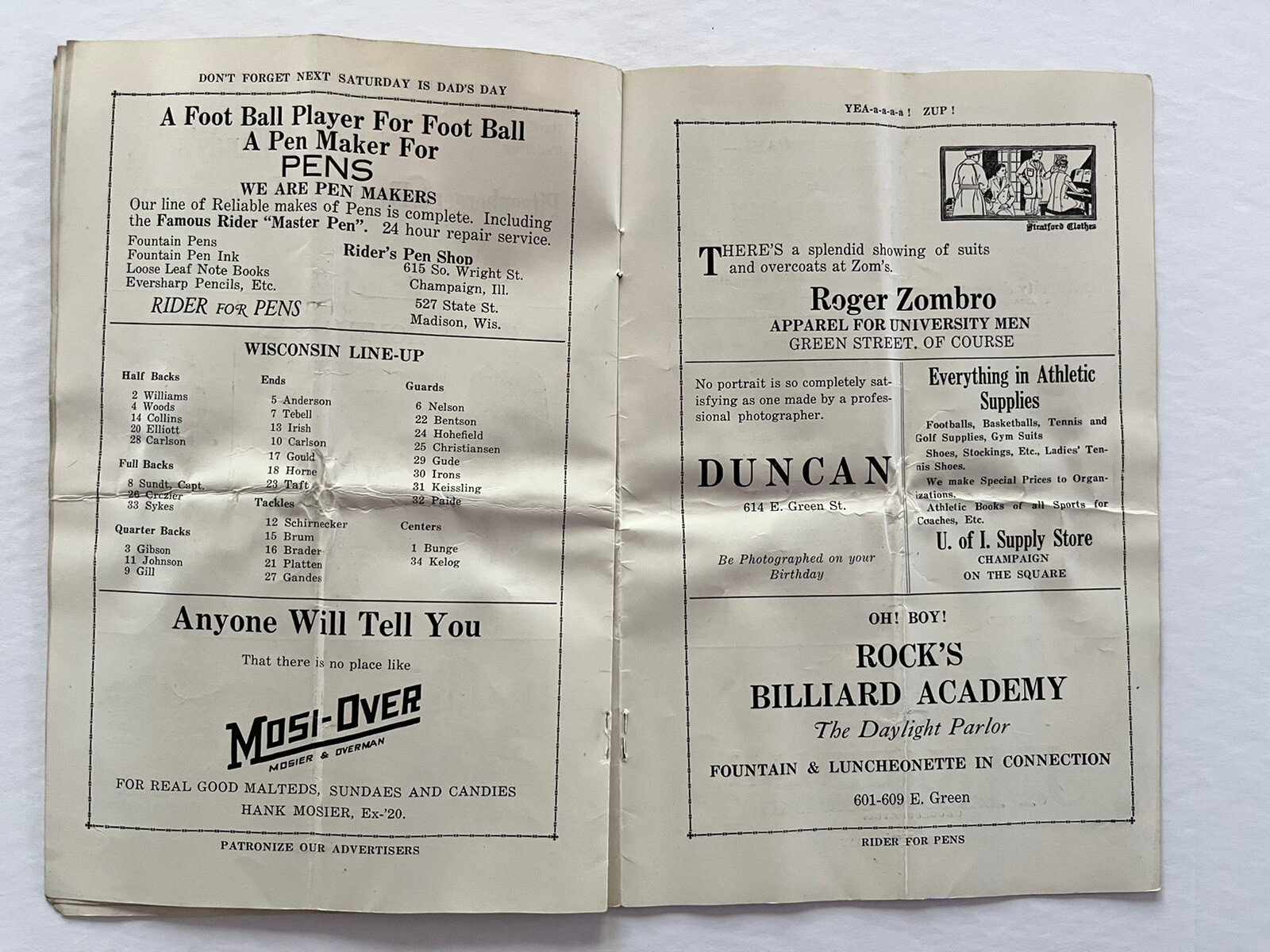 1921 Illinois vs Wisconsin football program. eBay