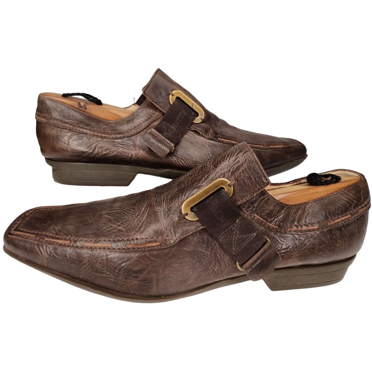 Cesare Paciotti Italy Dress Shoes Mens size 8.5 Brown Leather Square-toe Loafers Paciotti Cesare Paciotti Italy Dress Shoes Men 9-9.5 Brown  main image 2