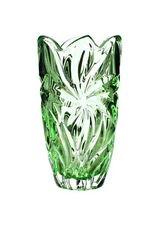 Vase11"Flower Vase Centerpiece Bud Vase Green  Color Czech Bohemia Crystal Gift