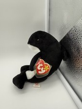 TY Beanie Baby Collection 1996 Waves the Orca Black Plush Stuffed Toy Animal