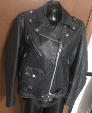 Vtg Usa Excelled Black Leather Motorcycle Biker Zip Jacket Women L 12 Insulated