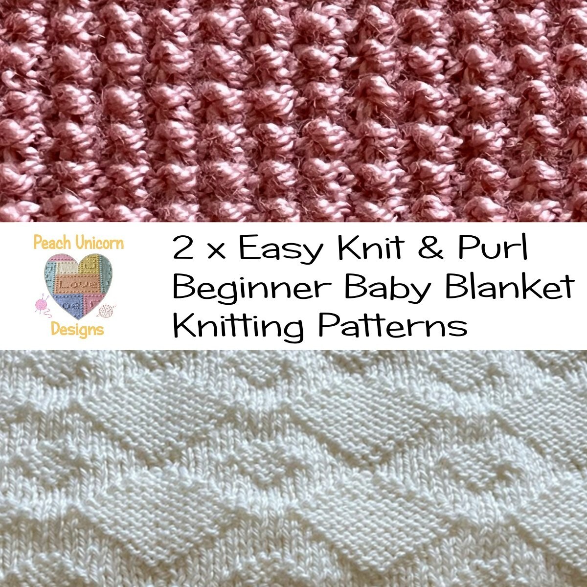 Knitting Patterns for Baby Blankets x 2, Rice St Diamonds are