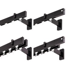 Gardinenstange Innenlauf 34/12mm 1-läufig/2-läufig in Schwarz-Glänzend Alu (80)