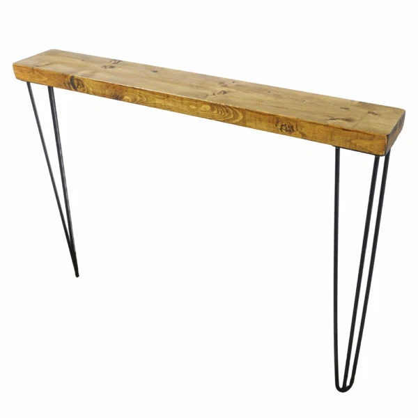 Console Table Chunky Slimline - Black Hair Pin Legs | Reclaimed | Wood Furniture - Image 2 of 4