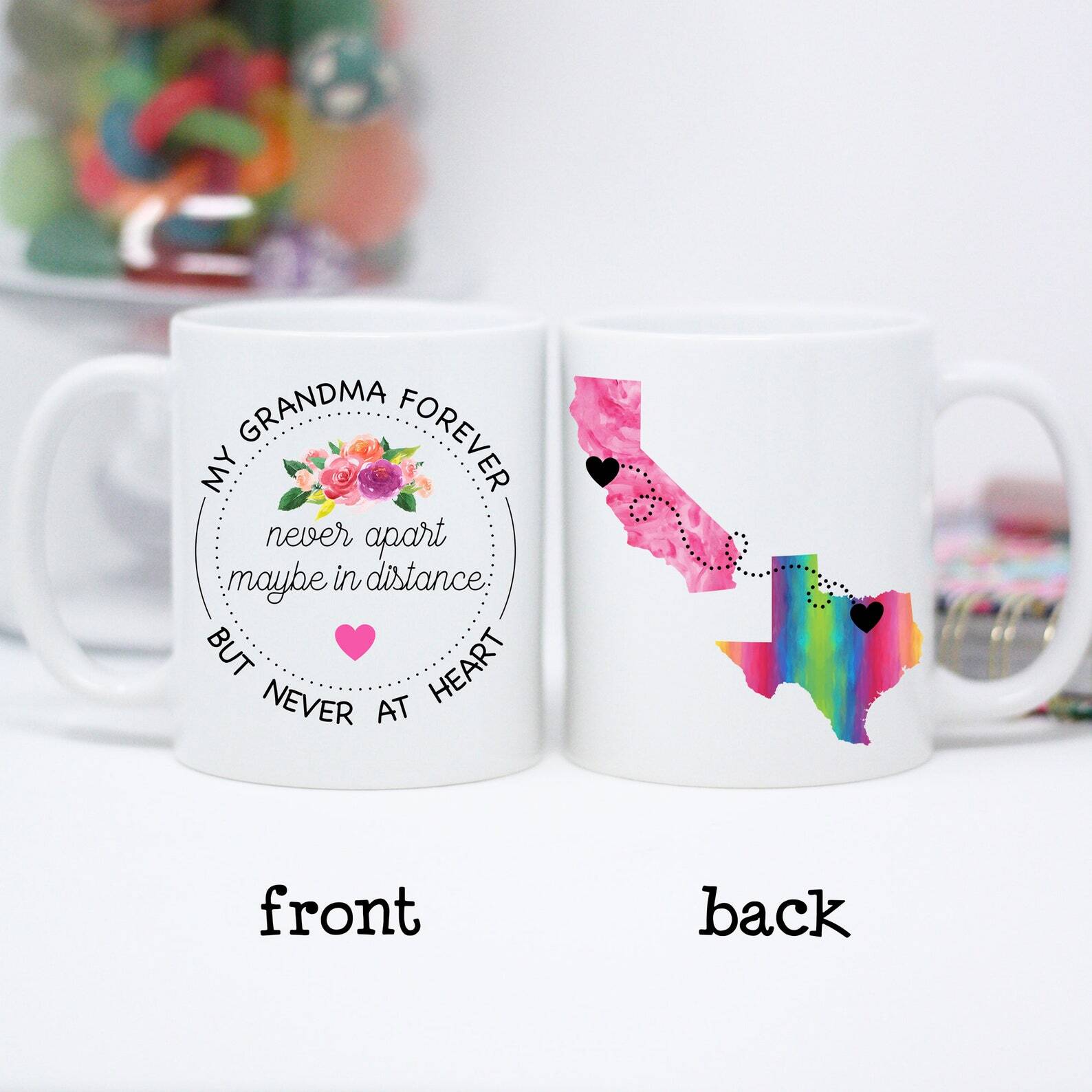 Grandma Personalized Long Distance State Mug Gift For Grandma Mothers Day Gift