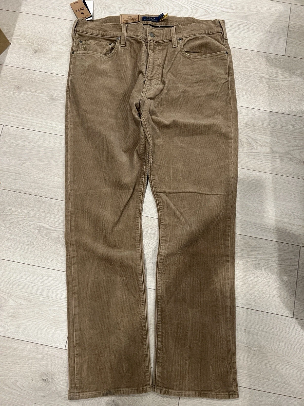 Polo Ralph Lauren Mens Varick Slim Straight Corduroy Pants 36 X 32 Beige
