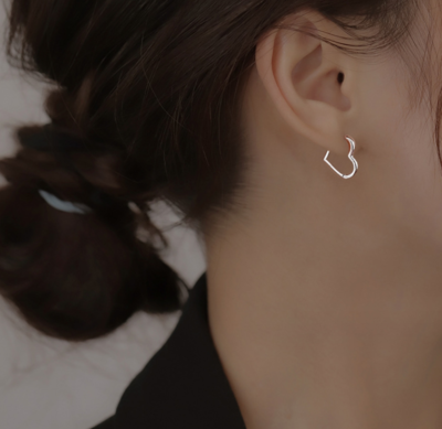 TH1 Orecchini Orecchini A Cerchio Con Cuore Placcati Argento 925