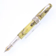 Montegrappa 1930 Extra Marble Green Fountain Pen, 18K Gold Nib, Fine