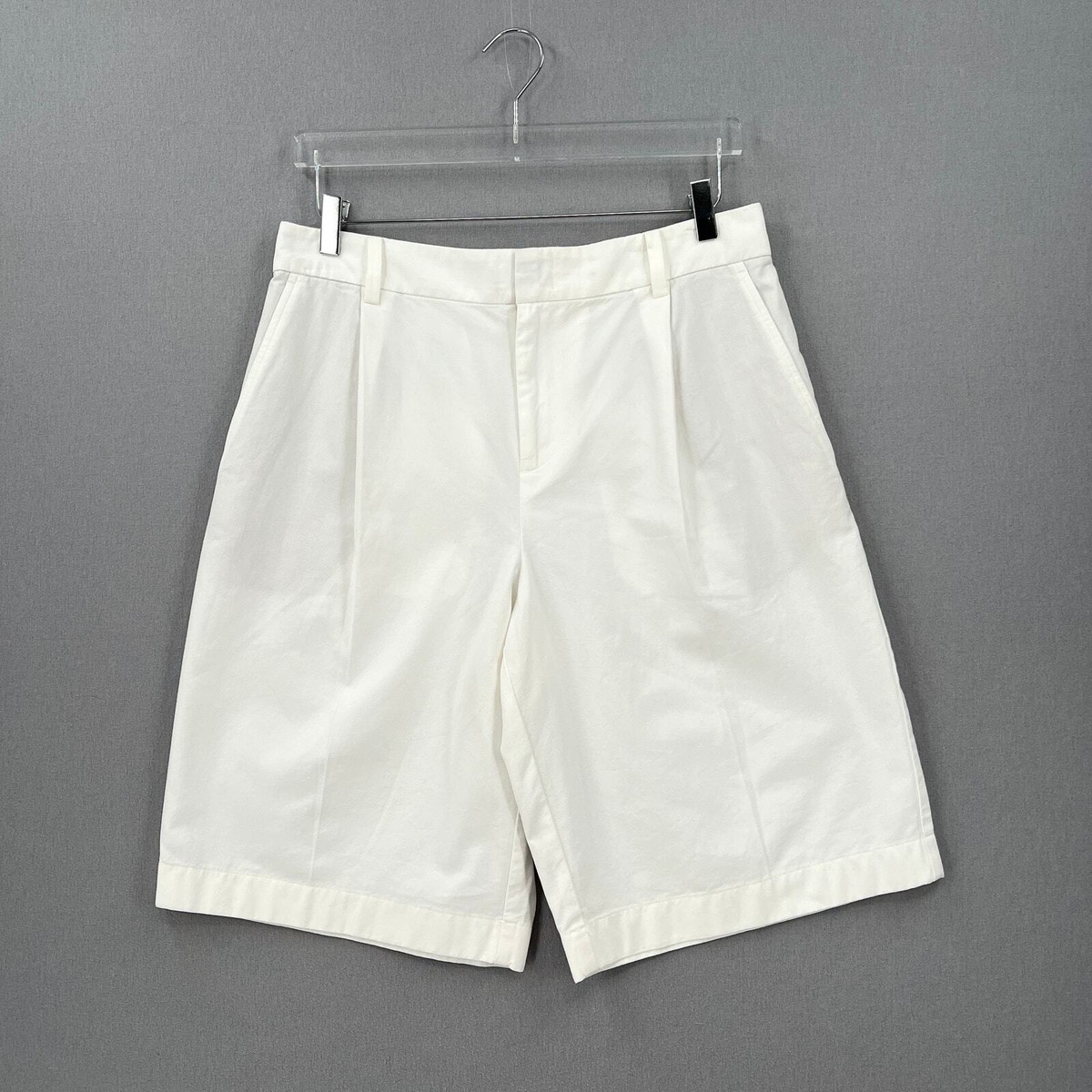 VINCE Washed Cotton Short Womens 8 Off White Twill Bermuda Pleated
