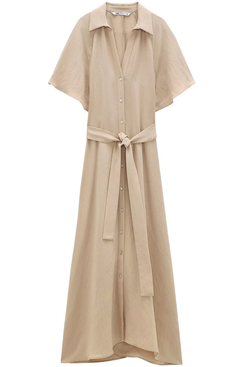 zara beige shirt dress Forcast Women's Zara Panel Midi Shirt Dress – Chanra Boutique main image 0