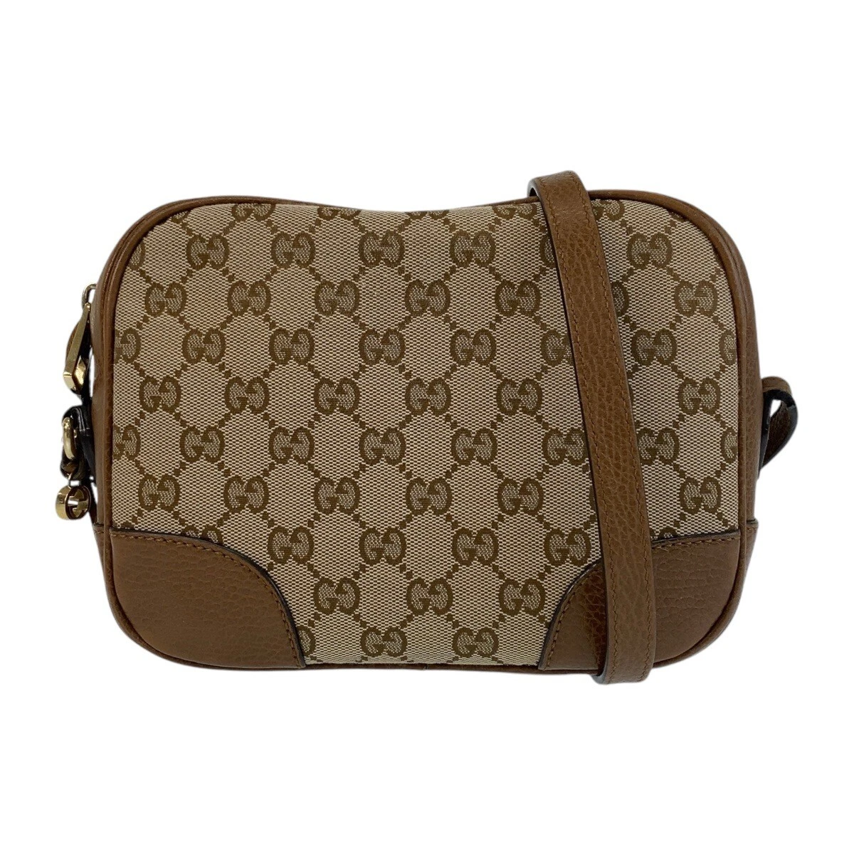 GUCCI 449413 Sac à bandoulière diagonale Pochette marron or quincaillerie GG toile/cuir