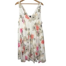 TORRID | Womens Ivory Floral Sleeveless Chiffon Skater Smocked Dress size 4X NEW