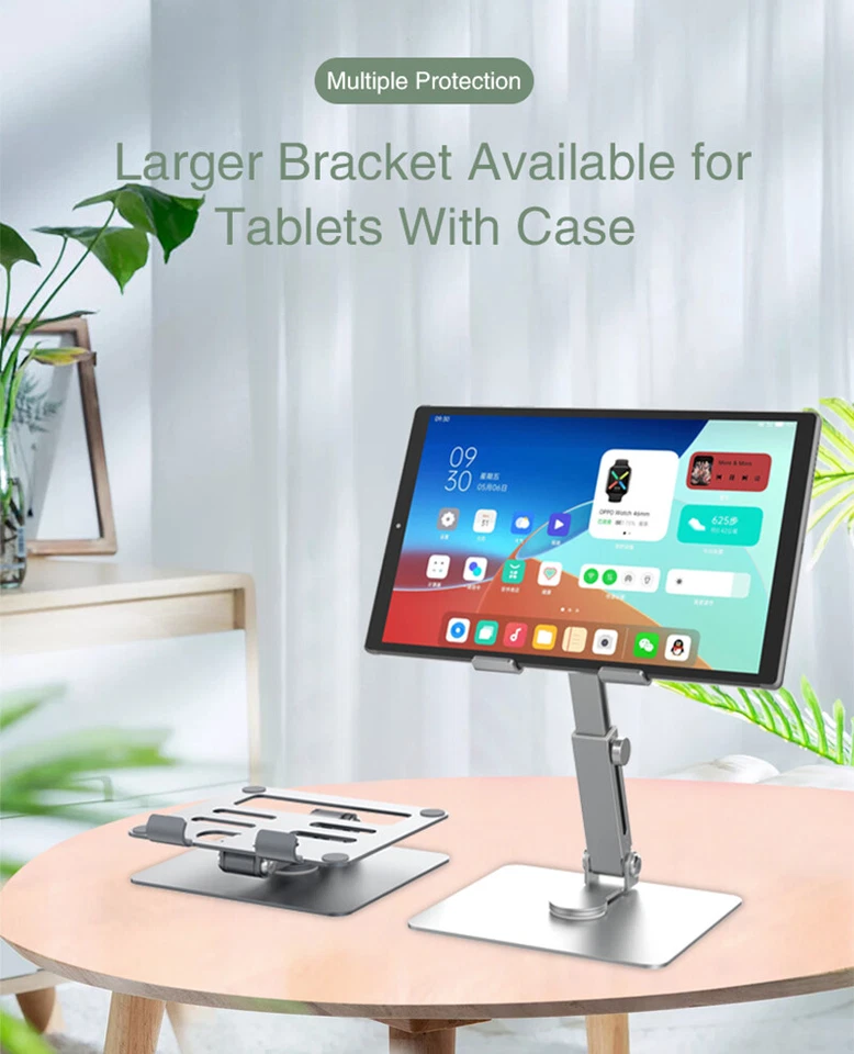 Metal Height Adjustable Tablet Stand Riser 360° Rotatable Desk Holder For iPad - Image 4 of 4