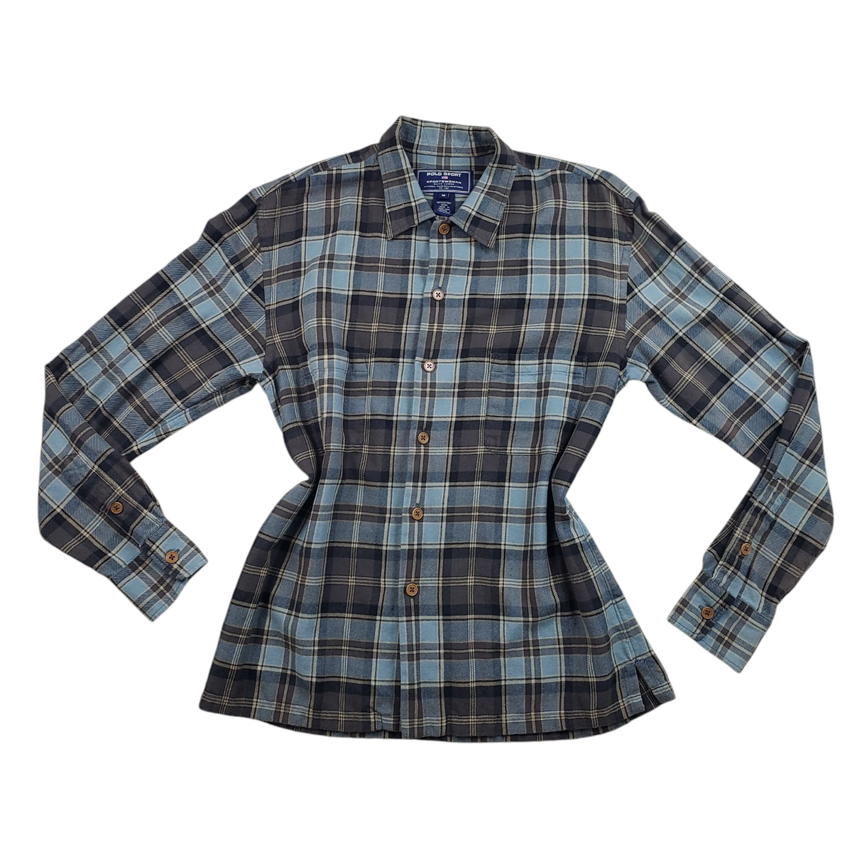 Vintage Polo Ralph Lauren Sport Flannel Shirt Womens Medium Plaid Button Up  LS