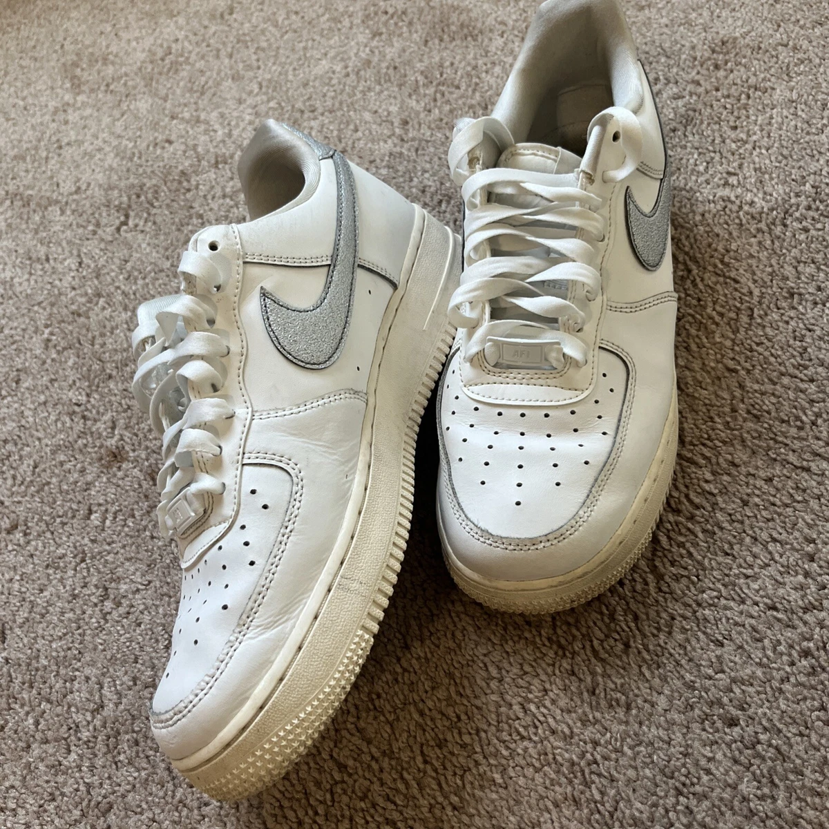 Nike Air Force 1 '07 Essential Silver Swoosh W for sale | eBay