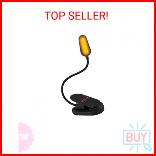 hooga Book Light, Rechargeable Clip On Blue Blocking Amber LED Light