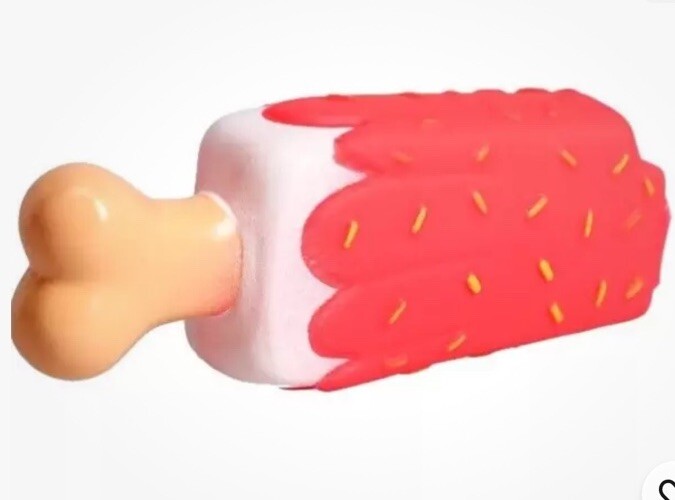 Adorable Squeaky Vinyl Dog Toys, 3.5x3.5x1.75-in  Ice Cream Bone