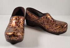 Sanita Clogs Size 40 US 9 Womens Brown Leopard Print The Original Danish Clogs