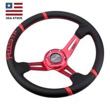 US RASTP Deep Dish Drifting Sport Steering Wheel Aluminum Racing 14" Black