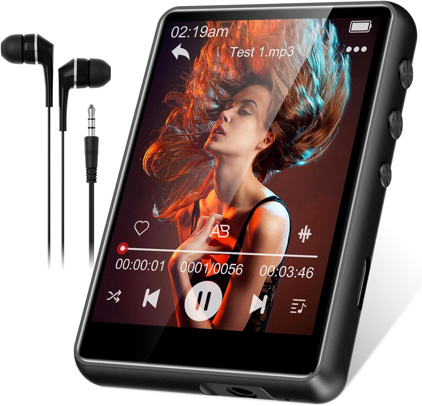 Lecteur MP3 tactile 2.4 pouces Bluetooth 5.3 baladeur musique HiFi 64 Go