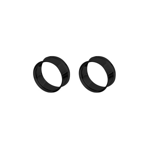 Pair of Surgical Steel PVD Black Double Flare Ear Tunnels Earlets Gauges Plugs - Picture 93 of 108
