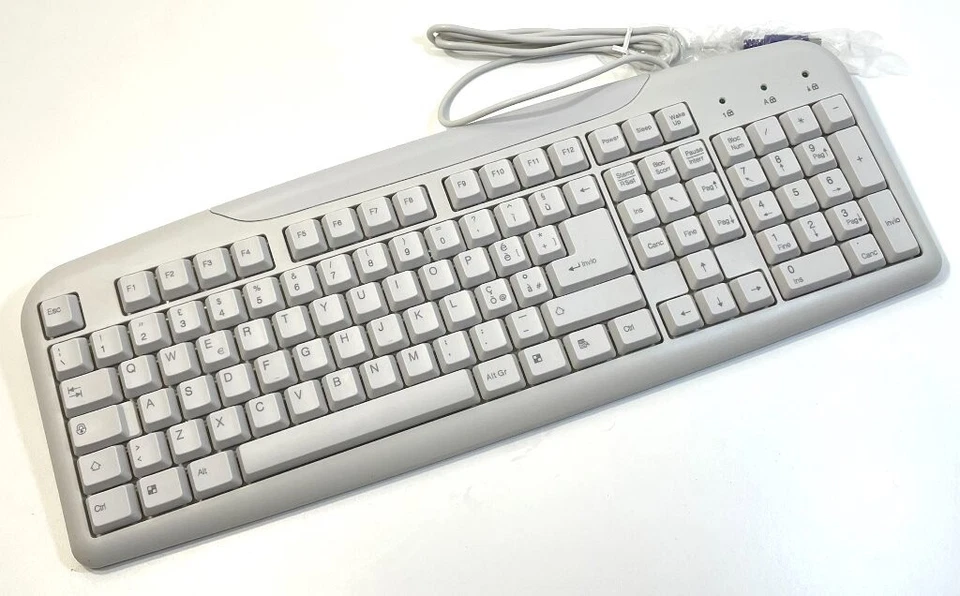 TASTIERA CON FILO KEYBOARD BIANCA WHITE NUOVA PS/2 PER PC