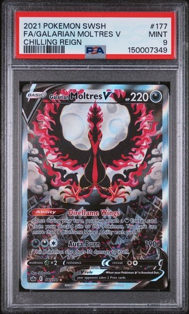 2021 Pokemon Chilling Reign Galarian Moltres V Alt Full Art 177/198 PSA 9