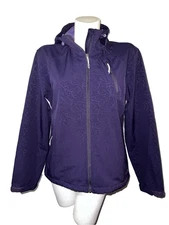 Double Diamond Purple Hooded Soft Shell Jacket Coat Abstract Print Large