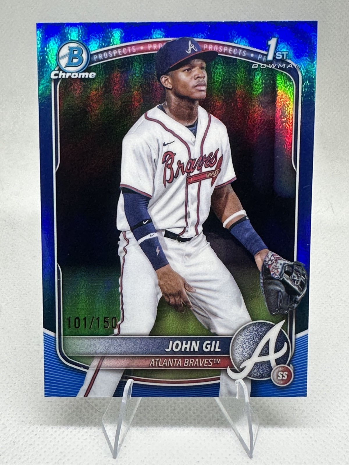 John Gil 2025 1st Bowman Chrome #BCP-172 Prospect BLUE REFRACTOR /150